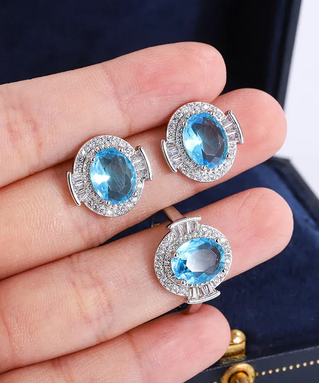 KissICON KissIcon 925 Silver Light Blue Zircon Set For Ladies - Gift