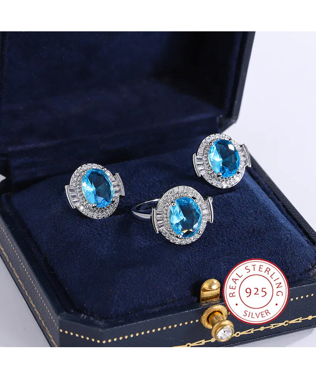 KissICON KissIcon 925 Silver Light Blue Zircon Set For Ladies - Gift