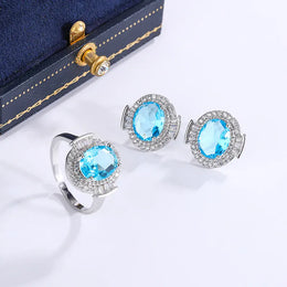 KissICON KissIcon 925 Silver Light Blue Zircon Set For Ladies - Gift