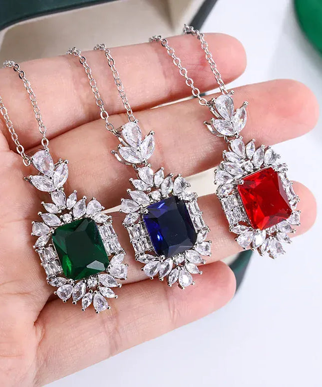 KissICON KissIcon 925 Silver Necklace with Colored Zircon Pendant