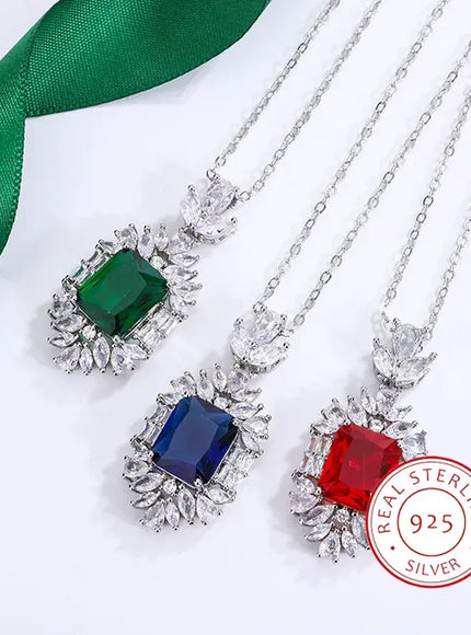 KissICON KissIcon 925 Silver Necklace with Colored Zircon Pendant