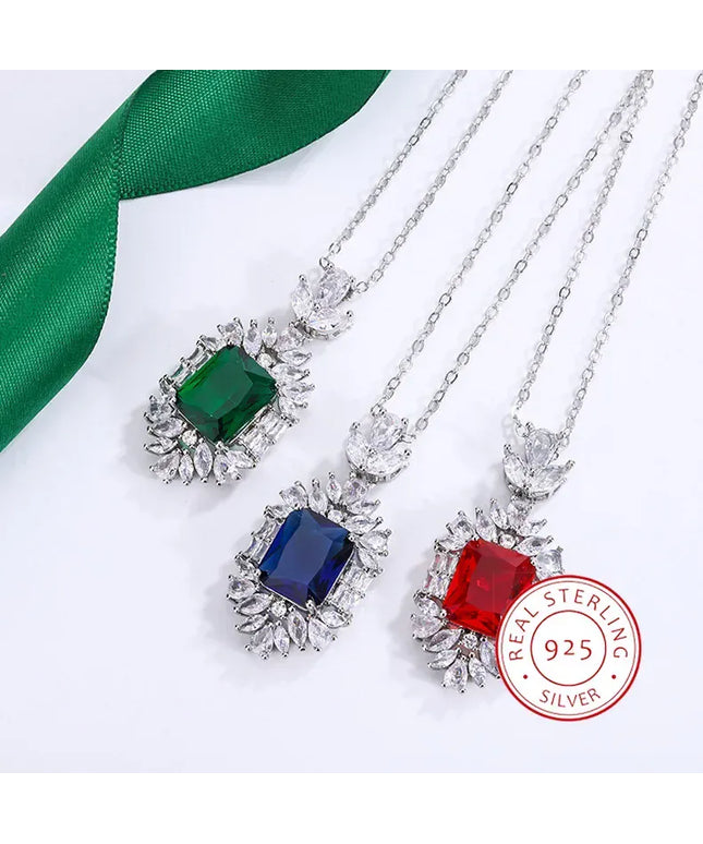KissICON KissIcon 925 Silver Necklace with Colored Zircon Pendant