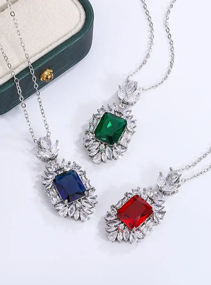 KissICON KissIcon 925 Silver Necklace with Colored Zircon Pendant