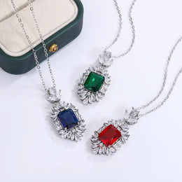 KissICON KissIcon 925 Silver Necklace with Colored Zircon Pendant