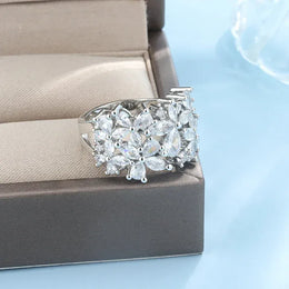Dropshipman KissIcon 925 Silver Petal Ring - Rotating Design With Zircon