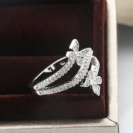 Dropshipman KissIcon 925 Silver Plated Butterfly Zircon Ring - Gift