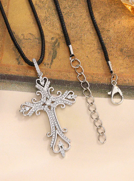 KissICON KissIcon 925 Silver Plated Cross Necklace Dainty Zircon