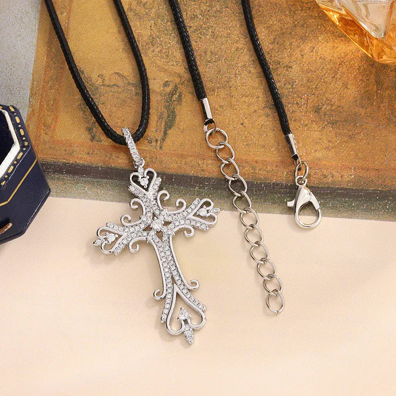 KissICON KissIcon 925 Silver Plated Cross Necklace Dainty Zircon