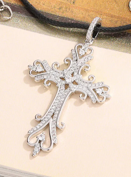 KissICON KissIcon 925 Silver Plated Cross Necklace Dainty Zircon