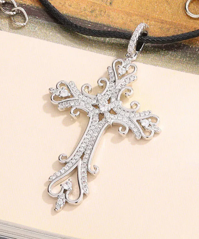 KissICON KissIcon 925 Silver Plated Cross Necklace Dainty Zircon