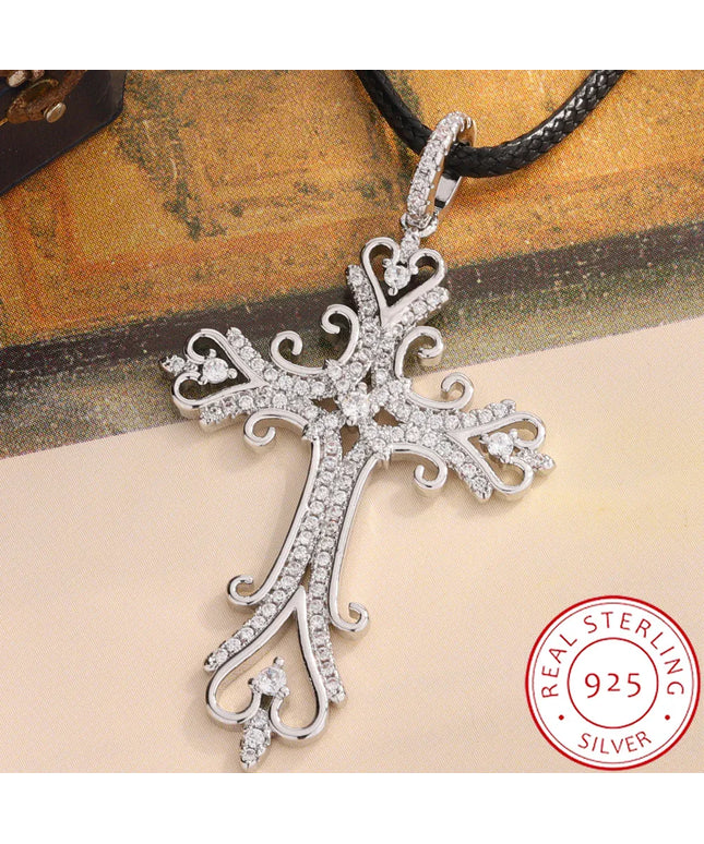 KissICON KissIcon 925 Silver Plated Cross Necklace Dainty Zircon