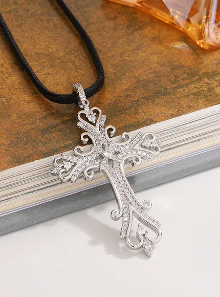 KissICON KissIcon 925 Silver Plated Cross Necklace Dainty Zircon