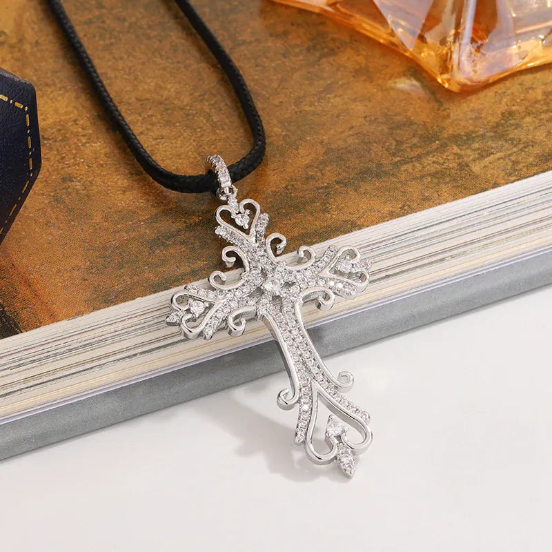 KissICON KissIcon 925 Silver Plated Cross Necklace Dainty Zircon