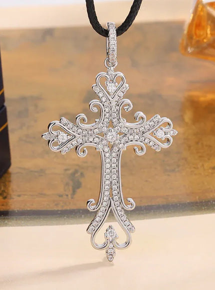 KissICON KissIcon 925 Silver Plated Cross Necklace Dainty Zircon