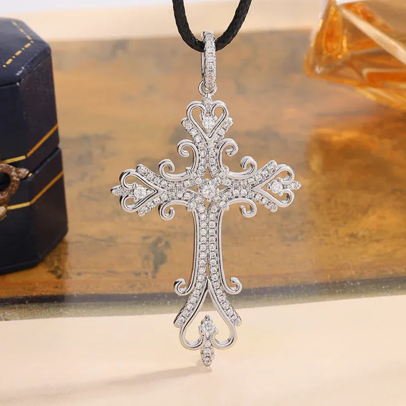 KissICON KissIcon 925 Silver Plated Cross Necklace Dainty Zircon