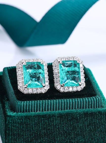 KissICON KissIcon 925 Silver Plated Earrings - Shiny Green Zircon