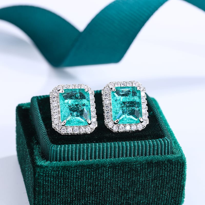 KissICON KissIcon 925 Silver Plated Earrings - Shiny Green Zircon