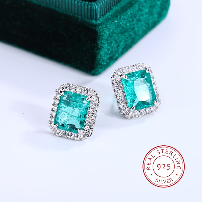 KissICON KissIcon 925 Silver Plated Earrings - Shiny Green Zircon