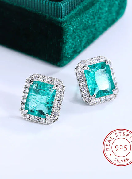 KissICON KissIcon 925 Silver Plated Earrings - Shiny Green Zircon