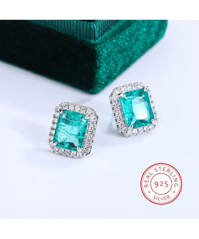 KissICON KissIcon 925 Silver Plated Earrings - Shiny Green Zircon