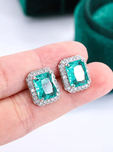 KissICON KissIcon 925 Silver Plated Earrings - Shiny Green Zircon