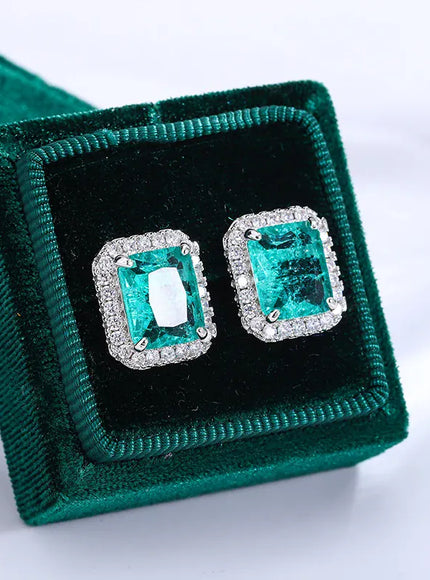 KissICON KissIcon 925 Silver Plated Earrings - Shiny Green Zircon