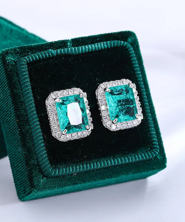 KissICON KissIcon 925 Silver Plated Earrings - Shiny Green Zircon