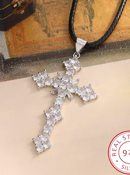 KissICON KissIcon 925 Silver Plated Necklace - Cross Zircon Pendant