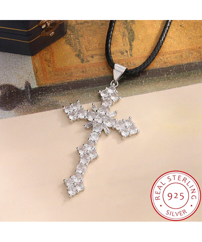 KissICON KissIcon 925 Silver Plated Necklace - Cross Zircon Pendant