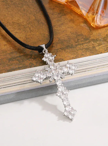 KissICON KissIcon 925 Silver Plated Necklace - Cross Zircon Pendant