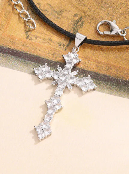 KissICON KissIcon 925 Silver Plated Necklace - Cross Zircon Pendant