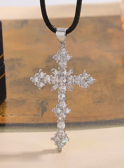 KissICON KissIcon 925 Silver Plated Necklace - Cross Zircon Pendant