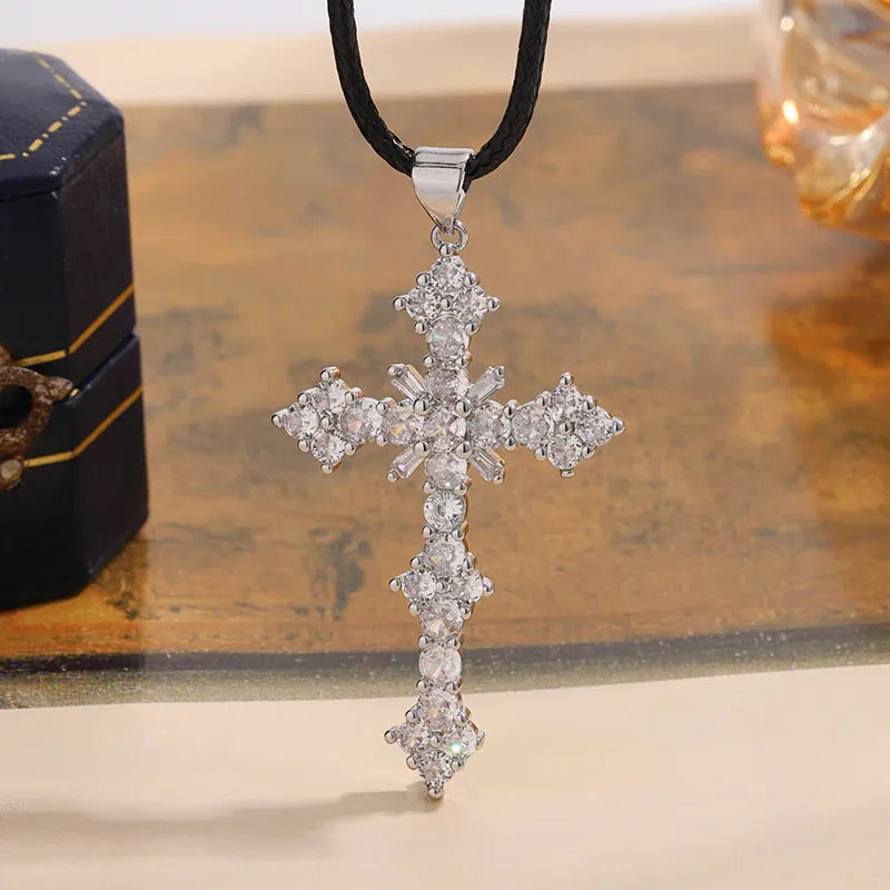 KissICON KissIcon 925 Silver Plated Necklace - Cross Zircon Pendant