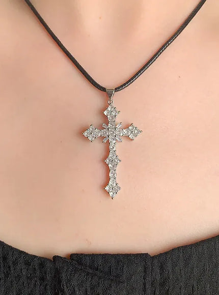 KissICON KissIcon 925 Silver Plated Necklace - Cross Zircon Pendant