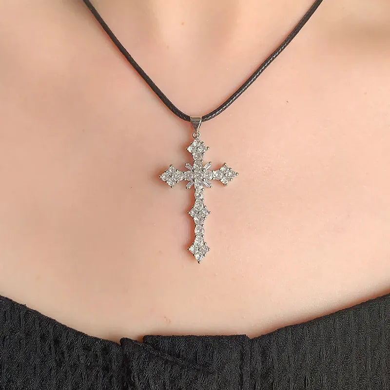 KissICON KissIcon 925 Silver Plated Necklace - Cross Zircon Pendant