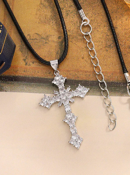 KissICON KissIcon 925 Silver Plated Necklace - Cross Zircon Pendant