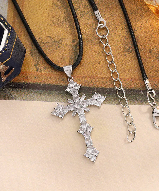 KissICON KissIcon 925 Silver Plated Necklace - Cross Zircon Pendant