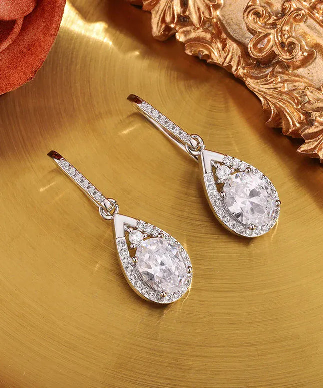 KissICON KissIcon 925 Silver Plated Pendant Earrings - Shiny Zircon