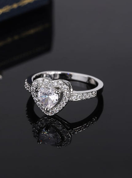 KissICON KissIcon 925 Silver Plated Ring For Women Heart Zircon