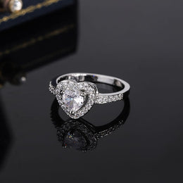 KissICON KissIcon 925 Silver Plated Ring For Women Heart Zircon