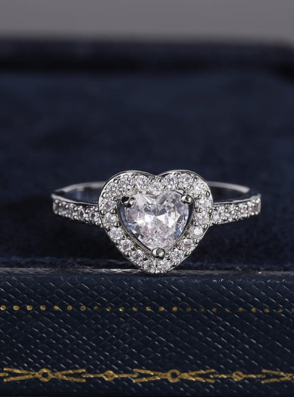 KissICON KissIcon 925 Silver Plated Ring For Women Heart Zircon