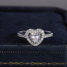 KissICON KissIcon 925 Silver Plated Ring For Women Heart Zircon