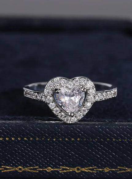 KissICON KissIcon 925 Silver Plated Ring For Women Heart Zircon