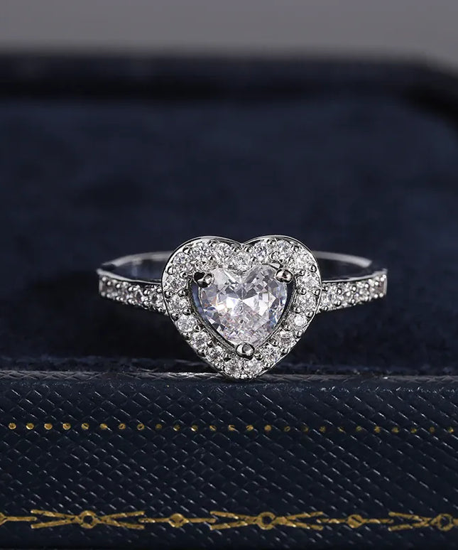 KissICON KissIcon 925 Silver Plated Ring For Women Heart Zircon
