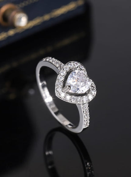 KissICON KissIcon 925 Silver Plated Ring For Women Heart Zircon