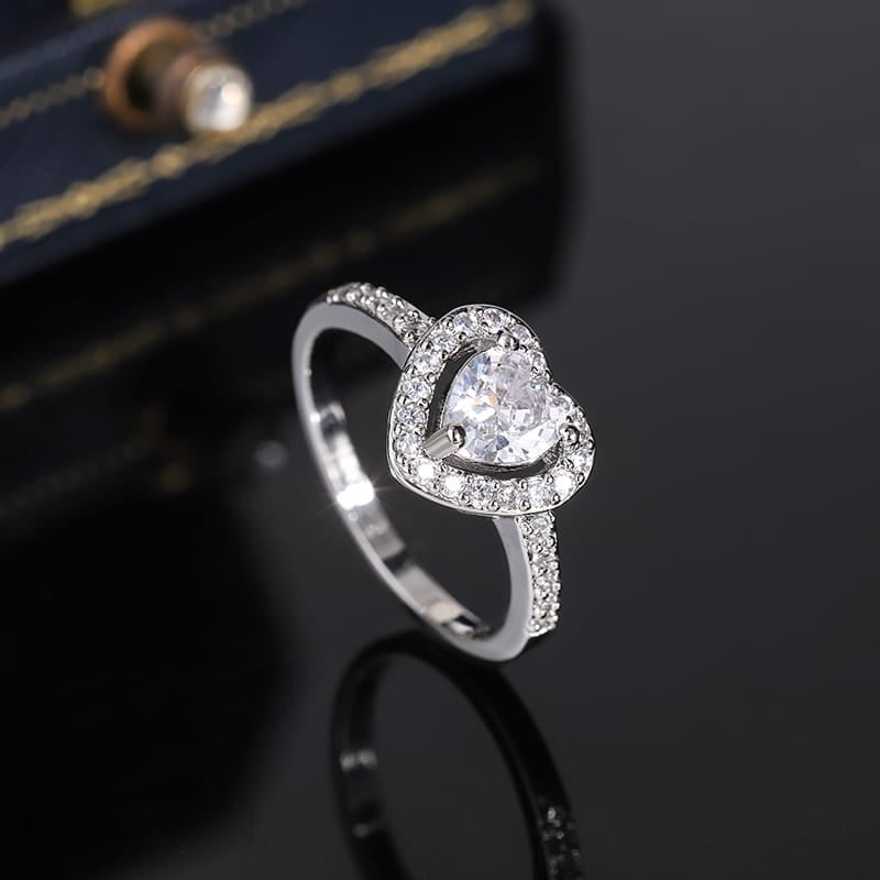 KissICON KissIcon 925 Silver Plated Ring For Women Heart Zircon