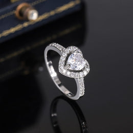 KissICON KissIcon 925 Silver Plated Ring For Women Heart Zircon