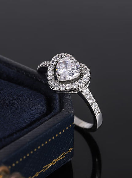 KissICON KissIcon 925 Silver Plated Ring For Women Heart Zircon