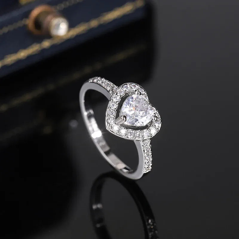 KissICON KissIcon 925 Silver Plated Ring For Women Heart Zircon