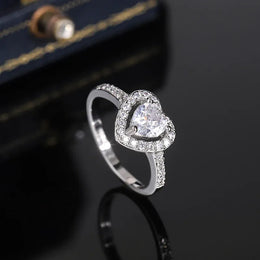 KissICON KissIcon 925 Silver Plated Ring For Women Heart Zircon